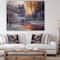 Designart - Winter Forest in River - Landscapes Painting Print on Natural Pine Wood